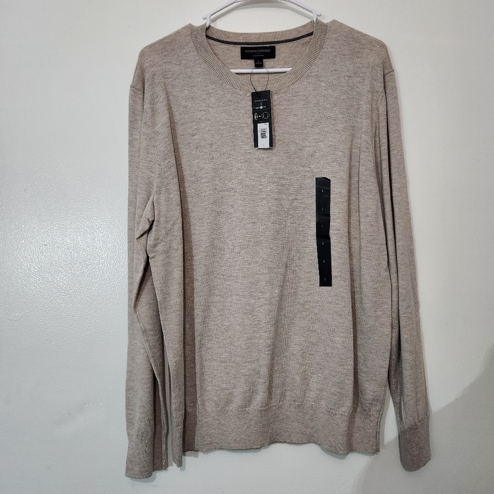 Banana Republic Oatmeal Eco Sweater Large L Textured Knit Quiet Luxury Cozy